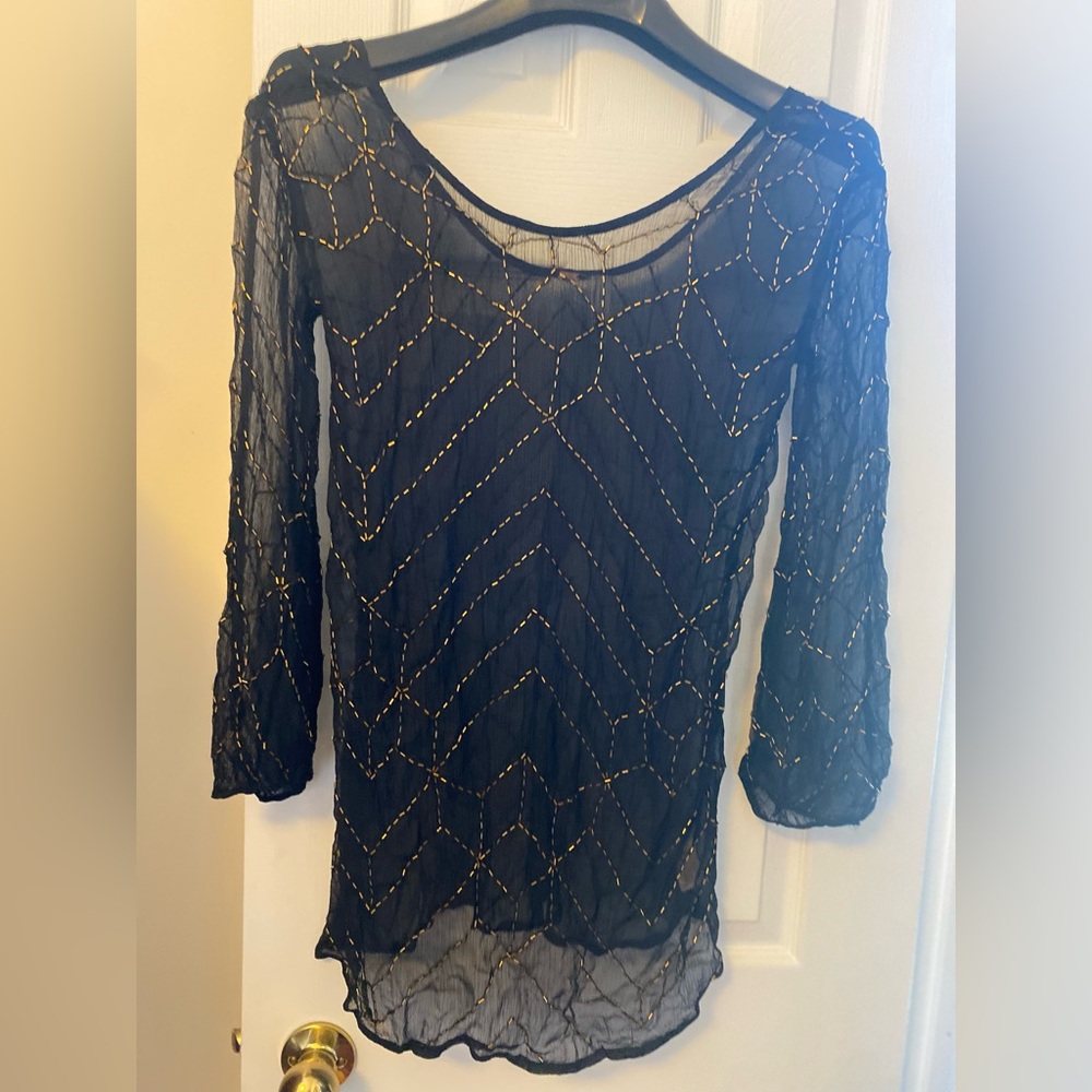 Free People Sheer Beaded Women's Top Small NWT